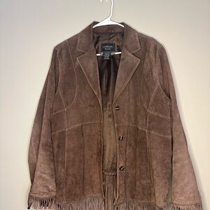 Women’s Outbrook Brown Suede Fringe Jacket